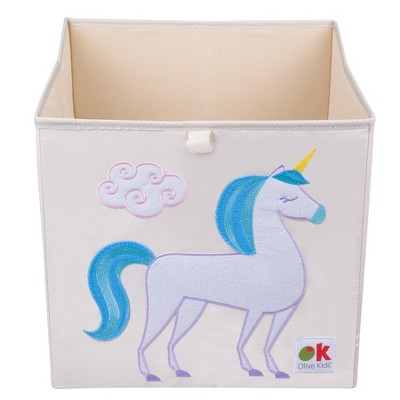 Wildkin Kids 13 Inch Storage Cube for Boys and Girls, Perfect Use in Your Child's Bedroom or Playroom, Storage Cubes Helps Keep Toys, Games, Books and Art Supplies Organized, Olive Kids (Unicorn)