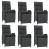 vidaXL 7 Piece Patio Dining Set - Stylish Black Poly Rattan Furniture with Tempered Glass Tabletop and Cushions - Adjustable Outdoor Reclining Chairs - 4 of 4
