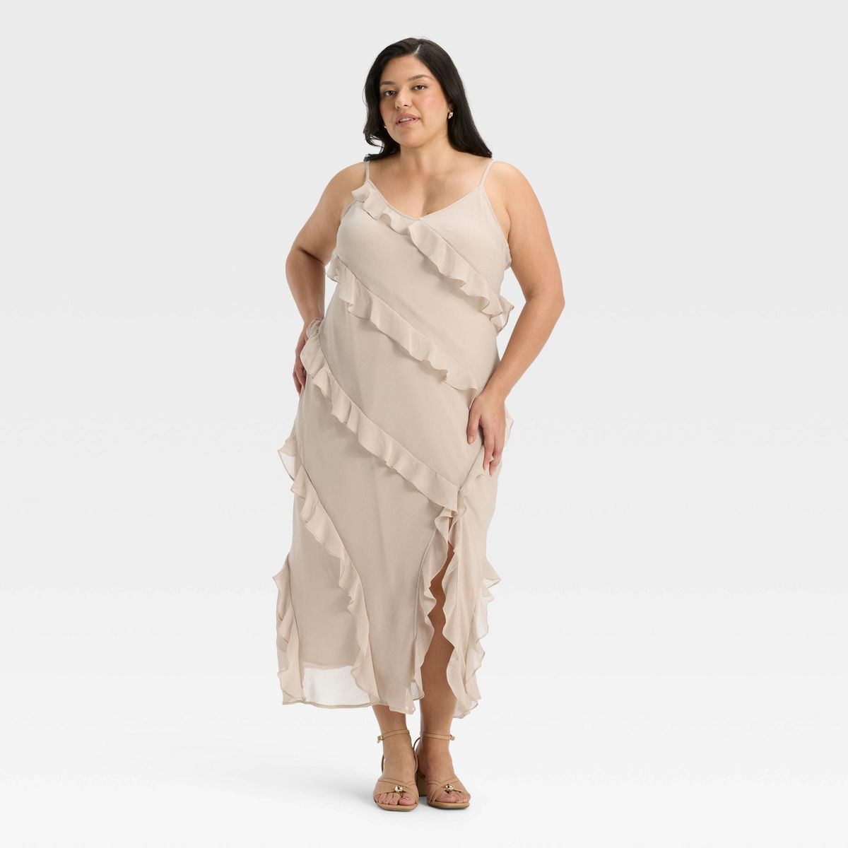 Women's Sleeveless Ruffle Maxi Slip Dress - A New Day™ - thumbnail 4