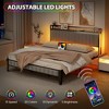 Bed Frame with Charging Station, LED Bed Frame with Storage Headboard, Upholstered Platform Bed Frame, No Box Spring Needed, Easy Assembly, Gray - 3 of 4