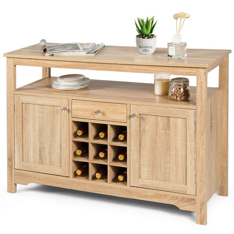 Costway Buffet Server Wine Cabinet Console Table Dining Room Natural, 1 of 11