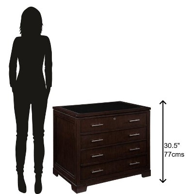 Mocha 36" Lockable Fire Resistant 2 Drawer Mobile File Cabinet