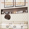 KTMBDW Full/Queen Size Bed Frame with USB Port and Night Light, Upholstered Velvet Platform Bed Frames with Rivet Tufted Wingback Headboard - 4 of 4