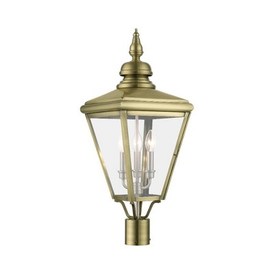 Livex Lighting Adams 3 - Light Post Light in  Antique Brass/Brushed Nickel