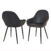 Set of 2 Mid Century Modern Vintage Leatherette Dining Armchair Navy Blue - Glitzhome: Upholstered, Steel Frame, Comfort Padding - 3 of 4
