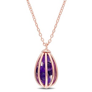 EVERLY JEWELRY | Rose Plated Sterling Silver 2 3/4 CT TGW Amethyst Cage Pendant with Chain - 18 inch - 1 of 4