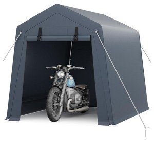 Portable Outdoor Storage Shed with 2 Roll-Up Doors, 240G Waterproof PE Tarp, UV-Resistant for Motorcycle/Tools - 1 of 4