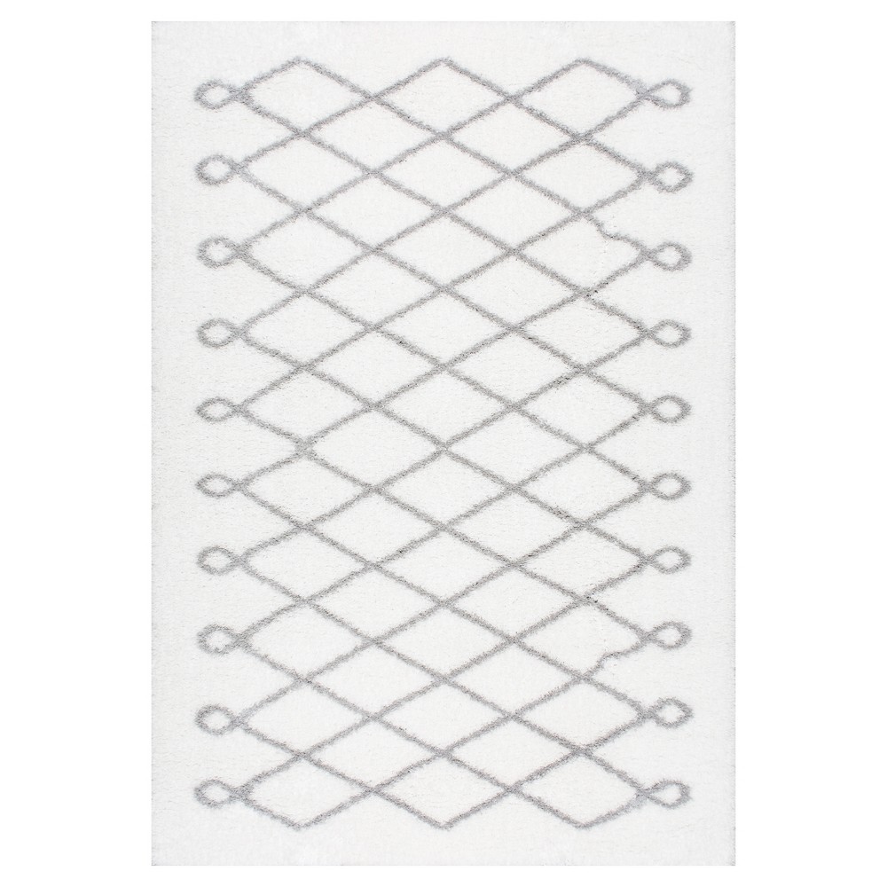 6'7inx9' Stasia Diamond Shag Area Rug Gray- nuLOOM