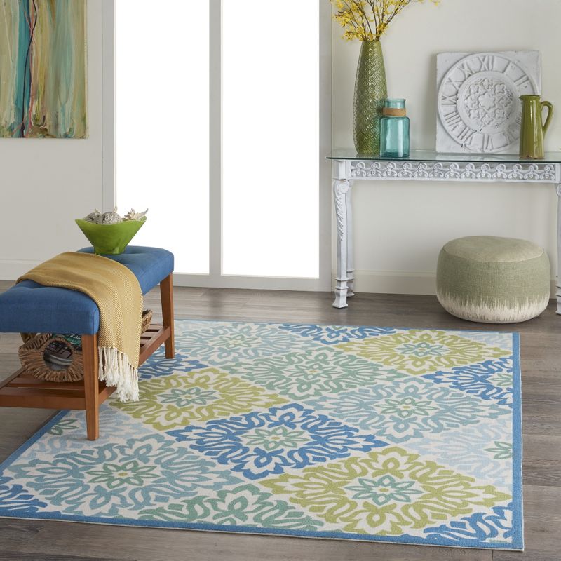Waverly Sun & Shade "Sweet Things" Blue Indoor/Outdoor Area Rug by Nourison, 5 of 14
