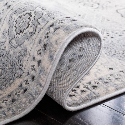 Elegant Gray Synthetic 24" Hand-Knotted Easy Care Runner Rug
