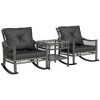 Resenkos 3-Piece Patio Bistro Set,PE Rattan, Rocking Chair with Tempered Glass Table Top, - 2 of 4