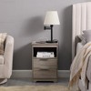 ChicFurnit Nightstands Modern End table Nightstand Side Table Bedside Table with Open Shelf and Drawer Storage for Bedroom, Gray, 15.7"*13.8"*22.8" - 3 of 4