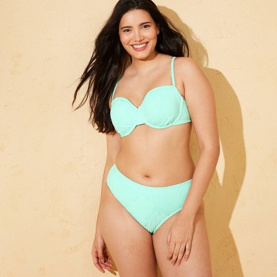 Shade & Shore Women's Lace Mid-Rise Medium Coverage Brief Bikini Bottom - Shade & Shore™ Turquoise S — фото 4