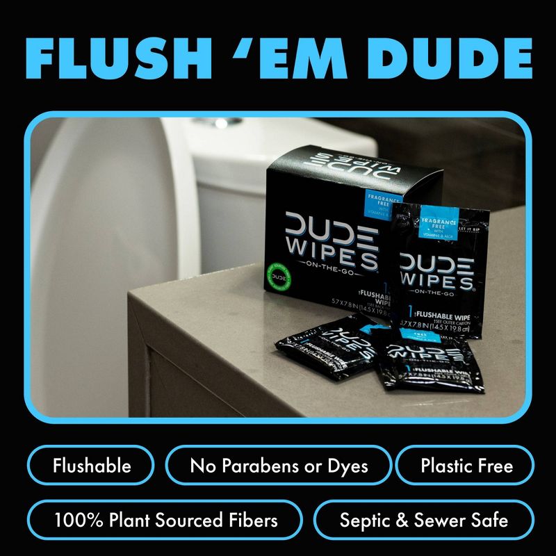 Dude Wipes Fragrance Free On-The-Go Flushable Personal Wipes - 30ct, 6 of 10