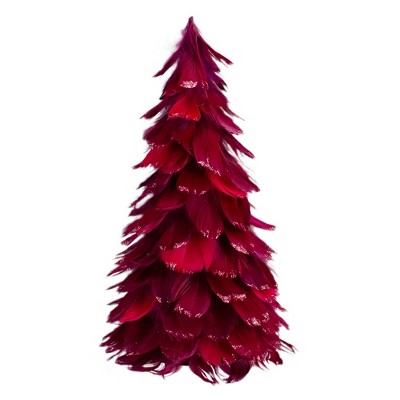 Northlight 12-Inch Plum Feather Cone Table Top Christmas Tree with Glitter