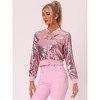 INSPIRE CHIC Women's Sequin Long Sleeve Glitter Shiny Party Bomber Jacket - 3 of 4