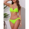 INSPIRE CHIC Women's Knot Twist Halter Double Straps Tie Back Bra Triangle Bottoms Swimwear Bikini Sets 2 Sets - 2 of 4