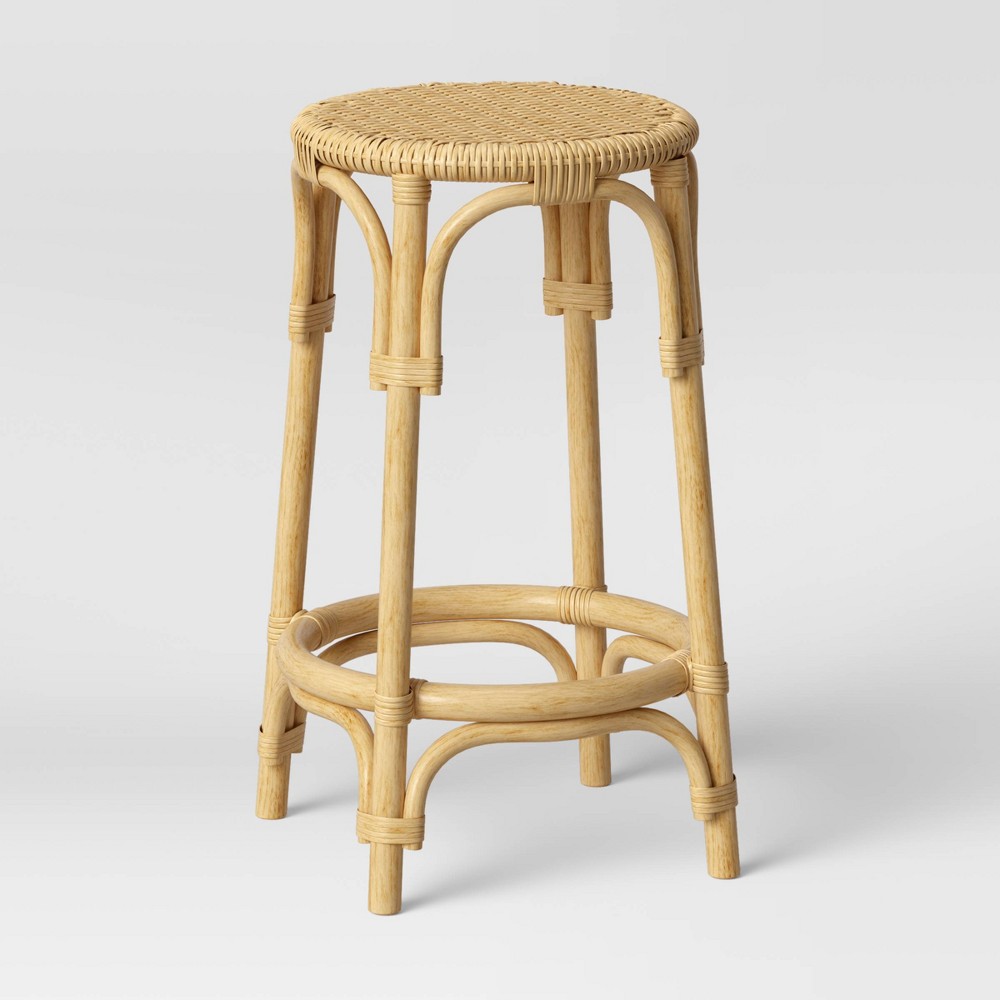Perry Rattan Backless Woven Counter Height Barstool Natural - Threshold