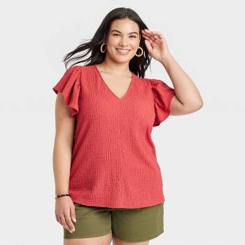 Women's Flutter Short Sleeve V-Neck T-Shirt - Ava & Viv™