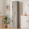 USIKEY 67"Tall Storage Cabinet, Bathroom Cabinet with 4 Shelves & 2 Doors, Narrow Tall Cabinet, Floor Cabinet for Living Room, Gray - 3 of 4