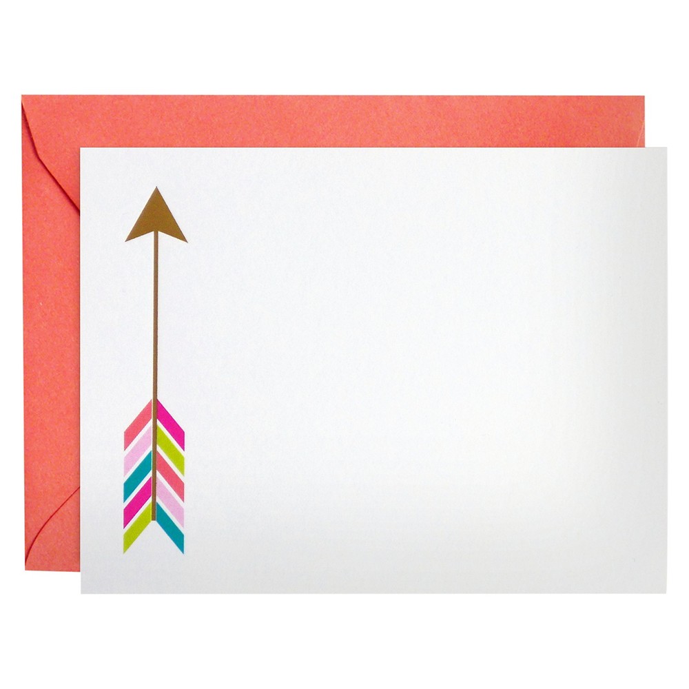 8ct Happy Arrow Notecards: meant to be sent Single Panel Stationery, Multicolor, Includes Envelopes, Valentine's Day, A2