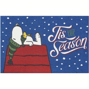 Peanuts Snoopy Tis The Season 2' x 3' Navy Holiday Christmas Accent Rug - 1 of 1