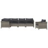 vidaXL 6 Piece Patio Lounge Set with Cushions Gray Poly Rattan - 3 of 4