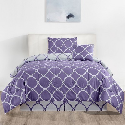 Down Alternative Ultra Soft Comforter Set Reversible Printed Comforter & Shams All Season Solid 5Pc Comforters - Lux Decor Bedding Set