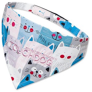 Touchdog Head-Popper Fashion Designer Printed Velcro Dog Bandana, LG, Blue - 1 of 3