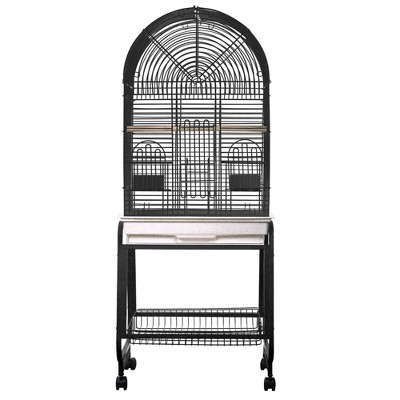 A&E Cage Company Opening Dome Top Plastic Base Metal Stand Bird Cage - Black S