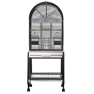 A&E Cage Company Opening Dome Top Plastic Base Metal Stand Bird Cage - Black S - 1 of 4