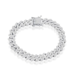 Links of Italy Sterling Silver, 10mm Micro Pave Monaco Bracelet - Rhodium - Available Colors: Silver, Gold - 1 of 2