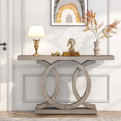 Hommoo 55 Inch Console Table with Geometric Base