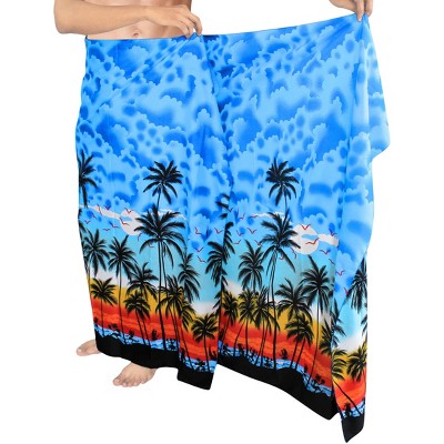 LA LEELA Men's Sarong Bath Hawaiian Pareo Wrap One Size Aqua