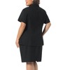 Women's Plus Size 2 Piece Short Sleeve Blazer and Pencil Skirts Business Formal Skirt Suit Set with Pocket - Agnes Orinda - 4 of 4