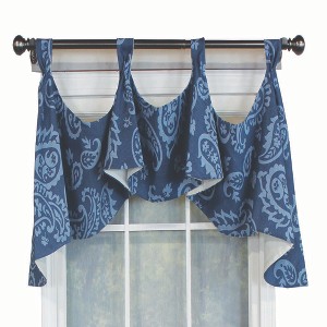 RLF Home Paisley Tab Window Treatment Premium Quality Valance 4" Top Tabs 50" x 20" Blue - 1 of 3