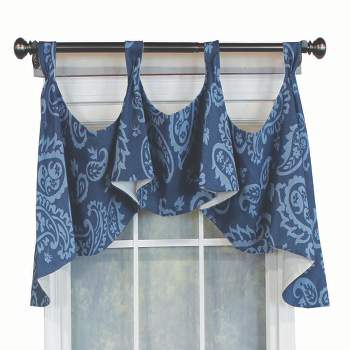 RLF Home Paisley Tab Window Treatment Premium Quality Valance 4" Top Tabs 50" x 20" Blue