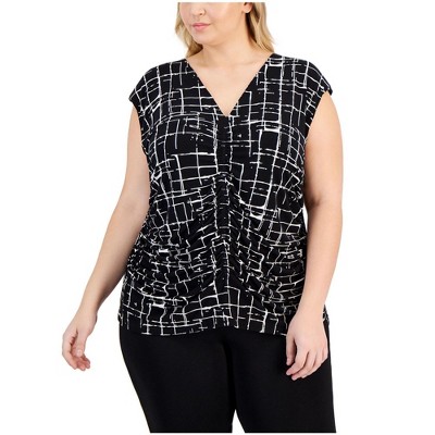 Calvin Klein Womens Ruched Pullover Blouse