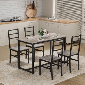 NicBex 5-Piece Industrial Style Dining Table Set & Backrest Chairs for Kitchen,Dining Room,Restaurant,Modern Dinette Set with Metal Frame - 1 of 4