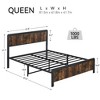 Queen Platform Bed Frame with Storage & Wave Wood Headboard, No Box Spring Needed - 2 of 4