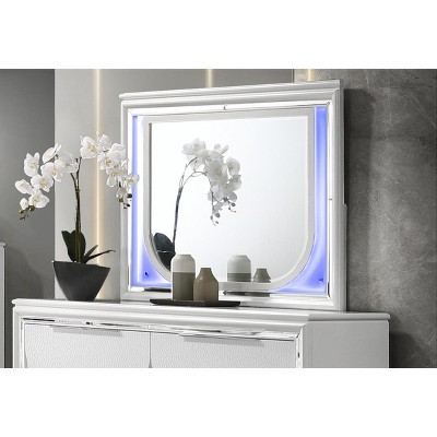 Tarian Pearl White Finish Mirror W/Led