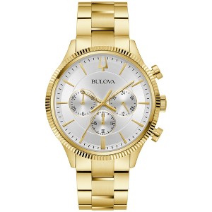 Bulova Men's Quartz Dress Classic Watch,  Gold-Tone Stainless Steel Bracelet, Silver-White Dial, 6 Hand, Chronograph, 24 Hour Time - 1 of 4