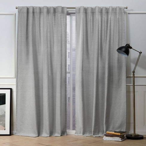 Nicole Miller New York Mellow Slub Dove Grey Textured Polyester 54 In W X 108 L Tab Top Light Filtering Curtain Panel Set Of 2, Nicole Miller Curtains 108