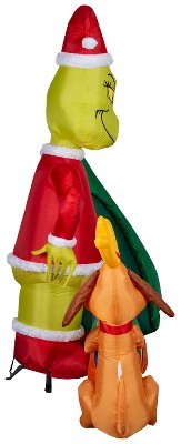 Grinch and Max Christmas Inflatable with Train and Santa Sack