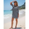 EXLURA Women's 2025 Summer Oversized Short Sleeve T Shirt Dress Casual Crew Neck Striped Tops Loose Sundress with Pockets - 4 of 4