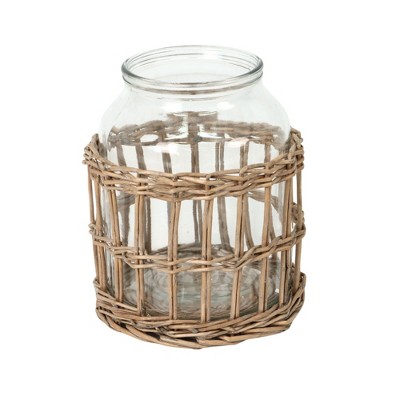 VIP Glass 8.46 in. Multicolor Woven Cylindar Vase