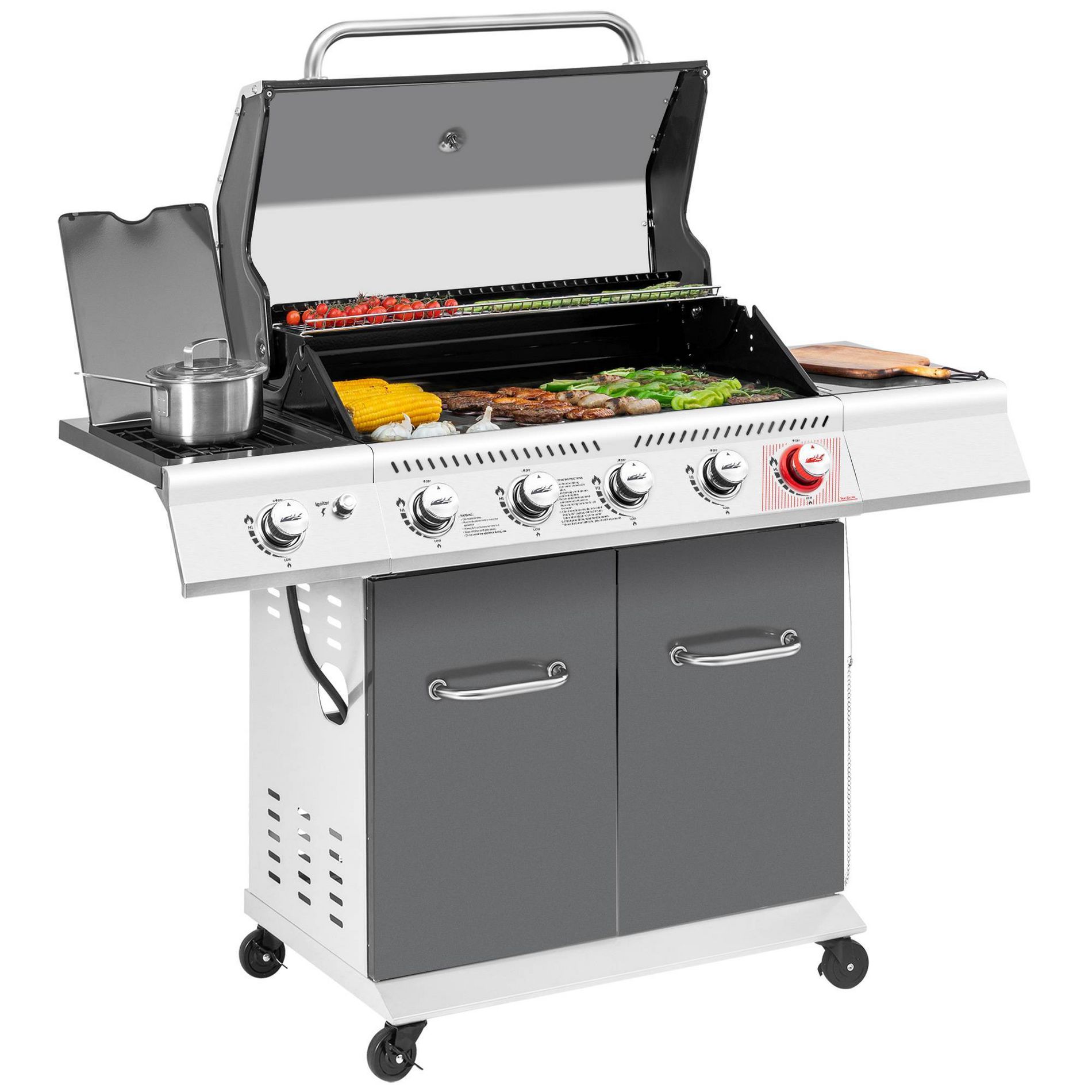 RoyalGourmet 5-Burner Gas Grill with Sear Burner and Side Burner GA5404GTG Gray