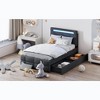 Okak Twin Upholstered Platform Bed Frame with 2 Drawers Modern Solid Wood Bed with LED Frame Noise-Free Easy to Assemble, Gray - 3 of 4