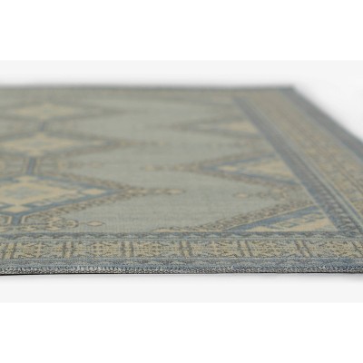 Anatolia Blue and Beige Wool Nylon Medallion Area Rug