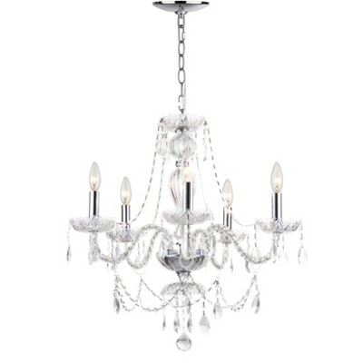 Chrome and Crystal 5-Light Adjustable Chandelier